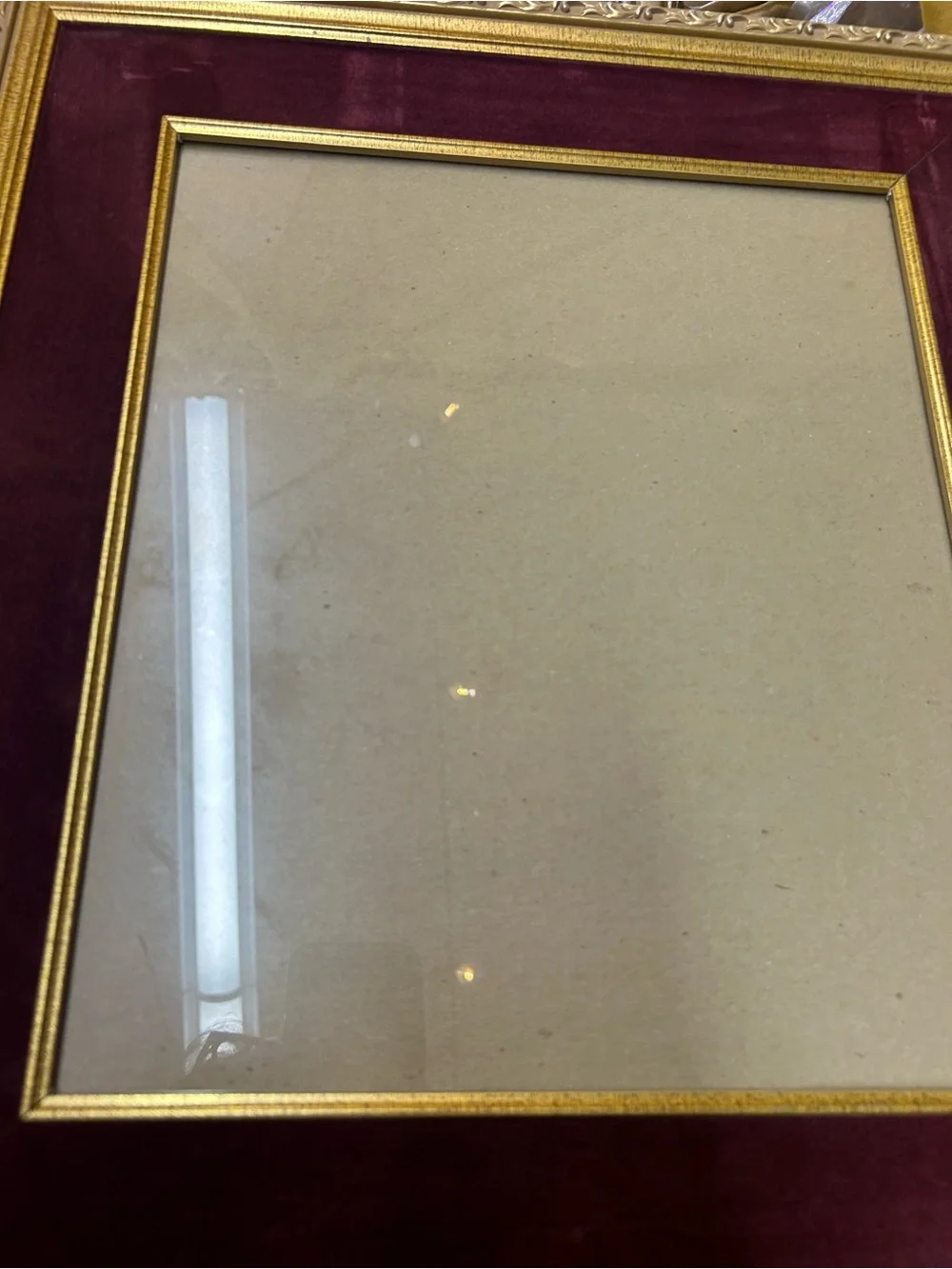Vintage Ornate square picture frame features a rich purple velvet mat border
